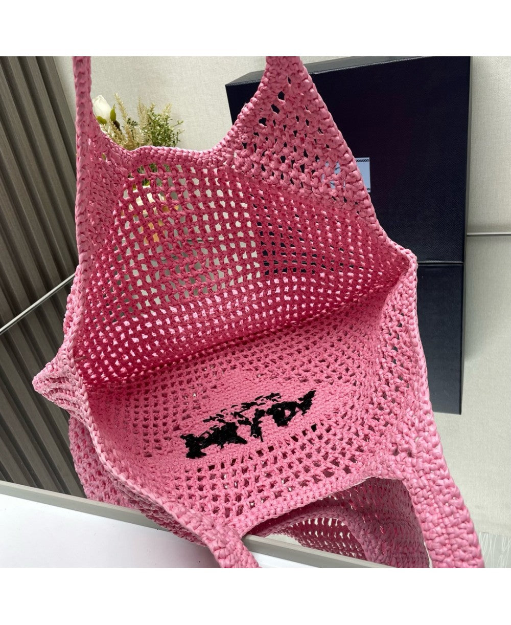 Borsa shopping in tessuto intrecciato PRADA